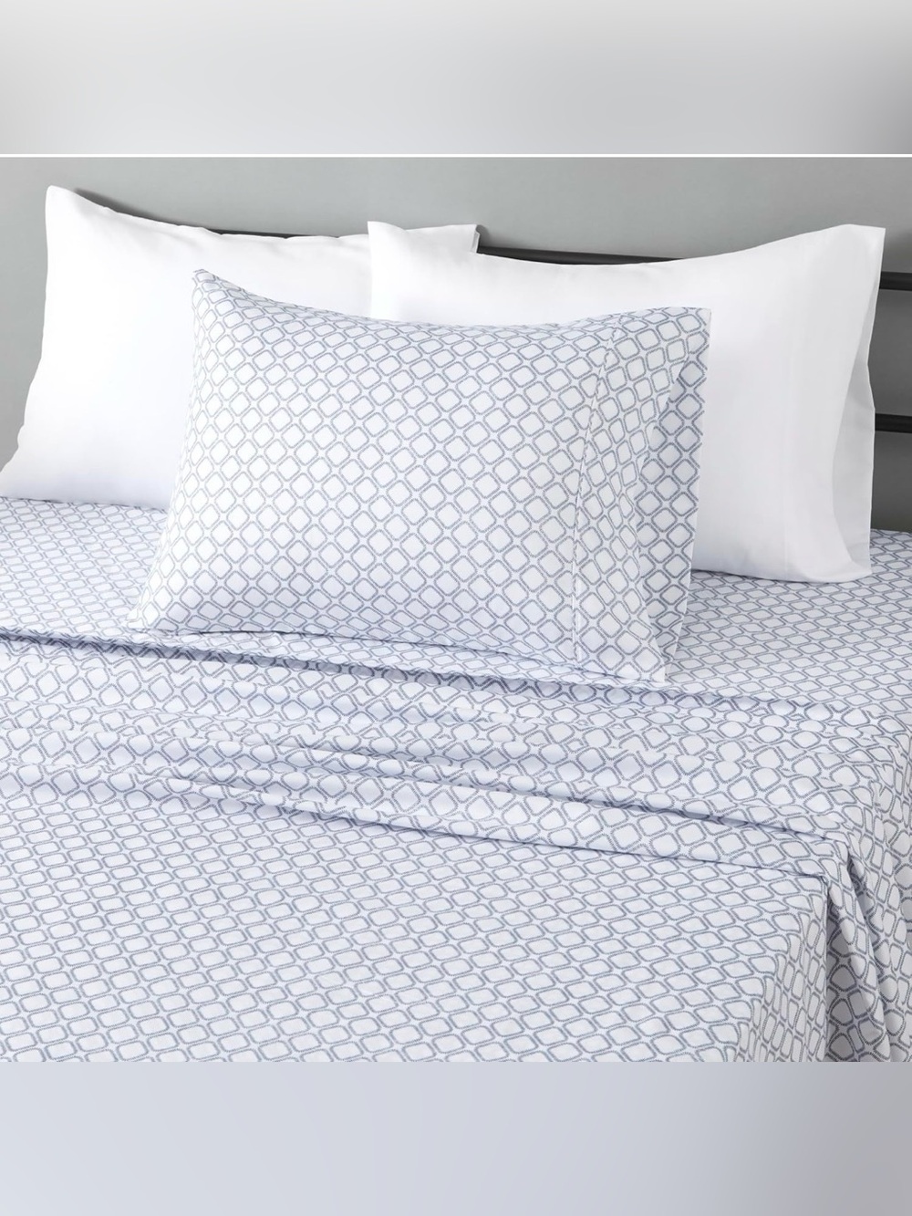 Classic Geometric Print Sheet Set in Light Blue - Home Bedding